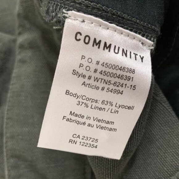 Aritzia Community Pants Straight Leg Cargo Army Linen blend Trouser Zipper Ankle - Picture 7 of 12